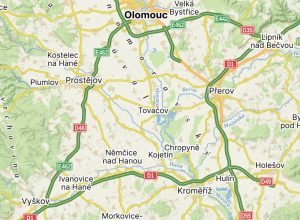 Nový "dálniční okruh" kolem Tovačova. Foto: Mapy.com