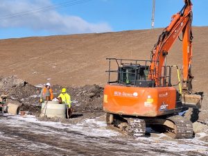 Práce na dálnici D7 v úseku MÚK Slaný-západ – Kutrovice. Foto: ŘSD