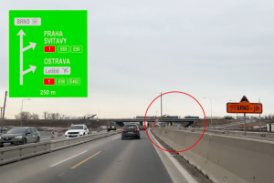 Problémy s dopravním značením na MÚK Brno-jih. Zdroj: Policie ČR