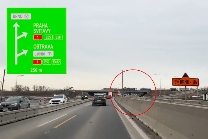 Problémy s dopravním značením na MÚK Brno-jih. Zdroj: Policie ČR