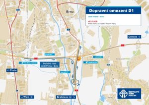 Dopravní omezení na křižovatce dálnic D1 a D2 od 5. ledna 2026. Zdroj: ŘSD