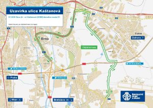 Objízdná trasa při demolici mostu přes Kaštanovou ulici. Foto: ŘSD