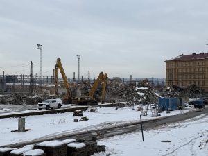 Demolice provozní budovy ČD na hlavním nádraží v Praze.
Foto: Zdopravy.cz / Vojtěch Očadlý