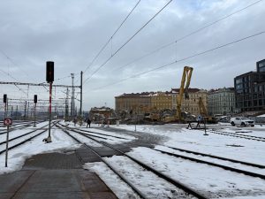 Demolice provozní budovy ČD na hlavním nádraží v Praze.
Foto: Zdopravy.cz / Vojtěch Očadlý
