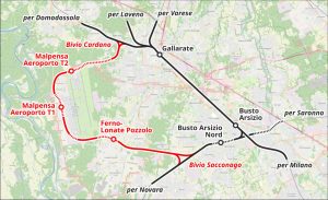 Kolejové napojení letiště Malpensa. Foto: Arbolete / Wikimedia Commons