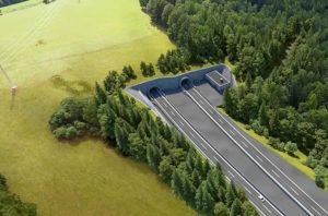 Vizualizace nového tunelu Opevnění na úseku dálnice D11 u Trutnova. Zdroj: ŘSD
