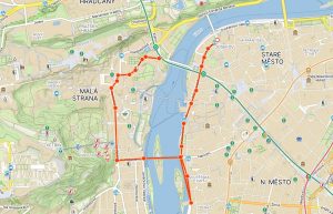 Přibližný nákres ulic v centru Prahy, kde auta blokují tramvajovou dopravu a zvažuje se zde zpoplatnění vjezdu. Zdroj: Zdopravy.cz