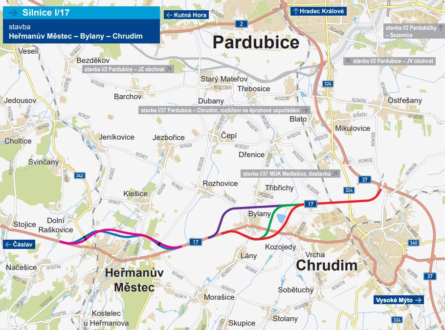 Trasa severního obchvatu Chrudimi a Heřmanova Městce. Foto: ŘSD