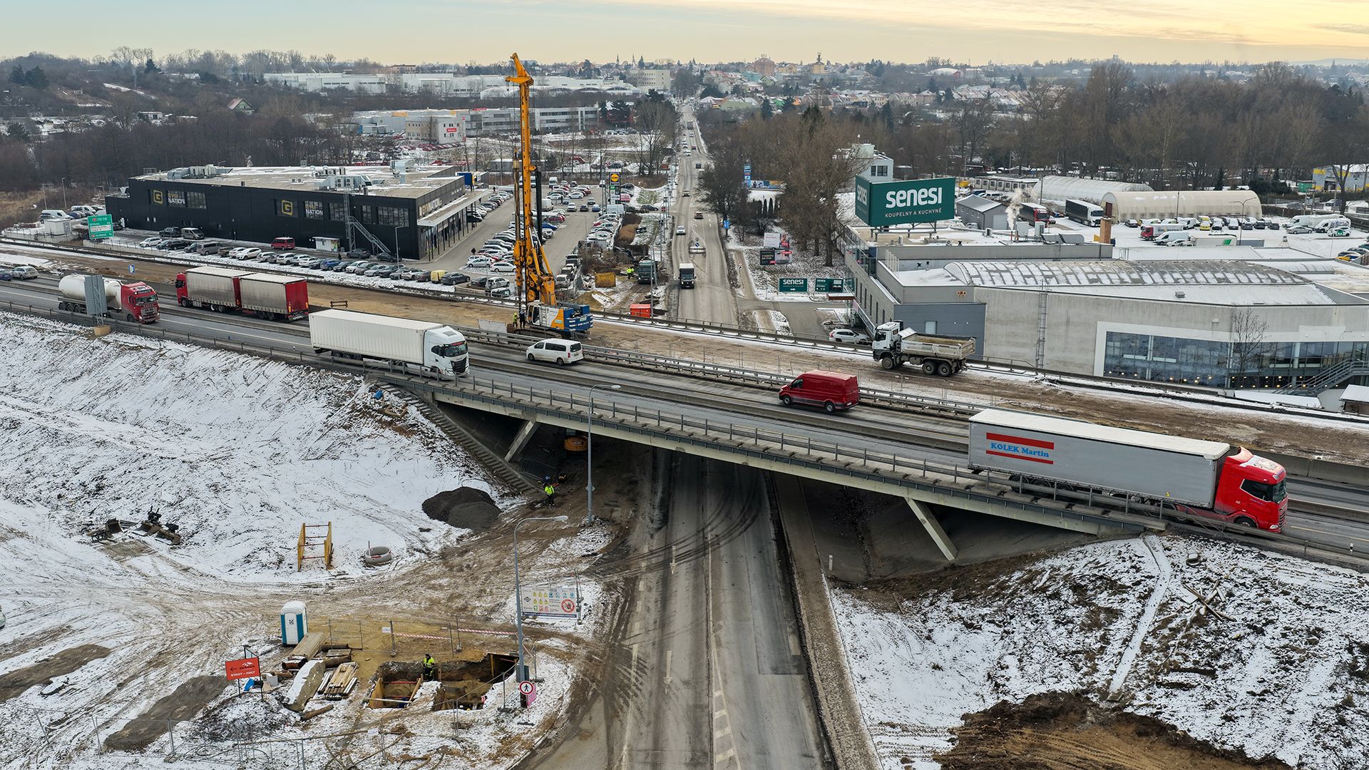 Most na D1 přes Kaštanovou ulici v Brně. Foto: ŘSD
