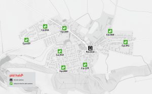 Mapa virtuálních zastávek v obci Kounice. Foto: PID