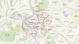 Mapa zón s omezením rychlosti na 30 km/h v Římě. Zdroj: ArcGIS Online