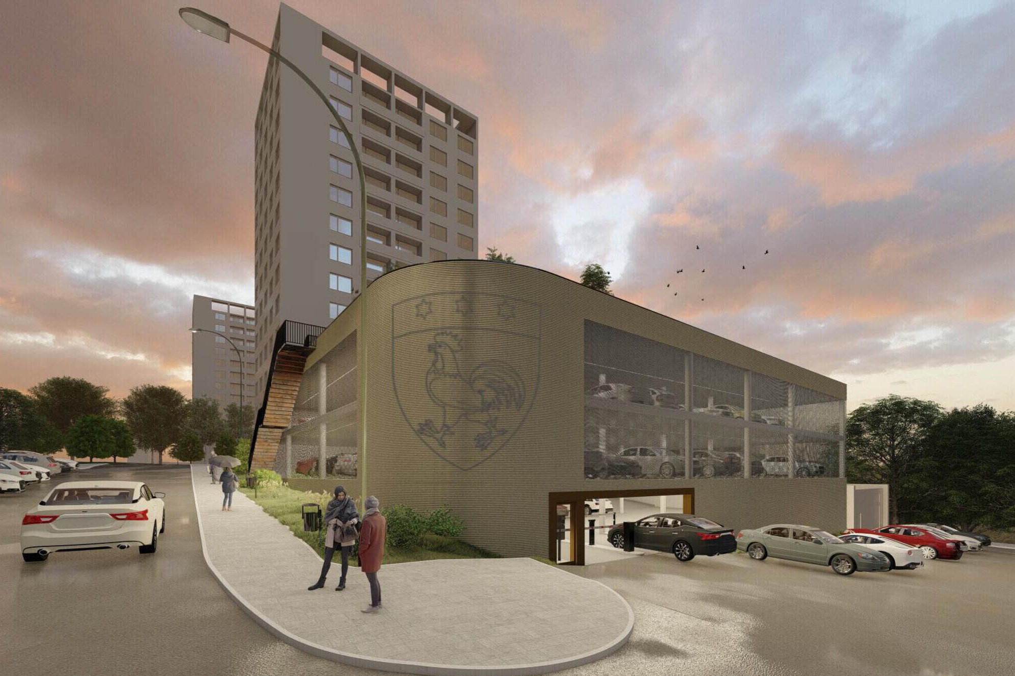 Vizualizace parkovacího domu v Kohoutovicích. Zdroj: město Brno