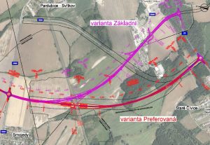 Plán na západní tangentu Pardubic. Foto: Správa a údržba silnic Pardubického kraje
