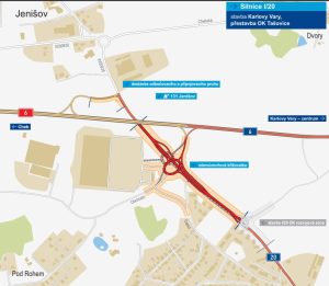 Mimoúrovňové řešení křižovatky u Tašovic na silnici I/20. Foto: ŘSD