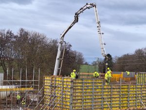 Betonáže na stavbě úseku 511 Pražského okruhu (únor 2026). Foto: ŘSD