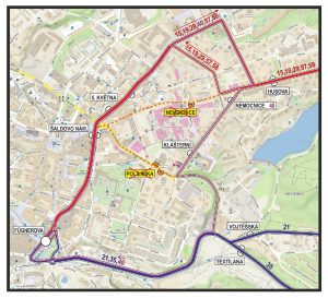 Provoz MHD v Liberci při uzavírce Jablonecké. Foto: DPMLJ