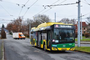 Nový trolejbus Solaris Trollino 12 pro Tychy při testech v Plzni. Foto: Tyskie Linie Trolejbusowe