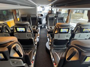 Interiér autobusu Setra 531 DT pro Regiojet. Foto: RegioJet