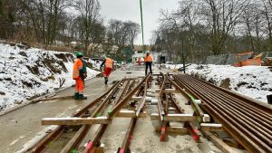 Rekonstrukce tělesa lanové dráhy na Petřín (stav v únoru 2026). Foto: DPP - Dan Šabík