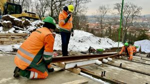 Rekonstrukce tělesa lanové dráhy na Petřín (stav v únoru 2026). Foto: DPP - Dan Šabík