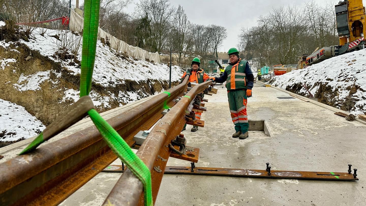 Rekonstrukce tělesa lanové dráhy na Petřín (stav v únoru 2026). Foto: DPP - Dan Šabík