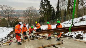 Rekonstrukce tělesa lanové dráhy na Petřín (stav v únoru 2026). Foto: DPP - Dan Šabík
