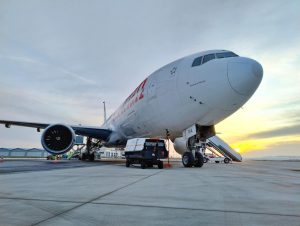 Boeing 777 Austrian Airlines v Brně. Foto: Lukáš Kubala