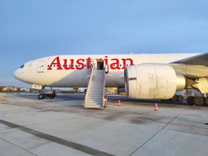 Boeing 777 Austrian Airlines v Brně. Foto: Lukáš Kubala