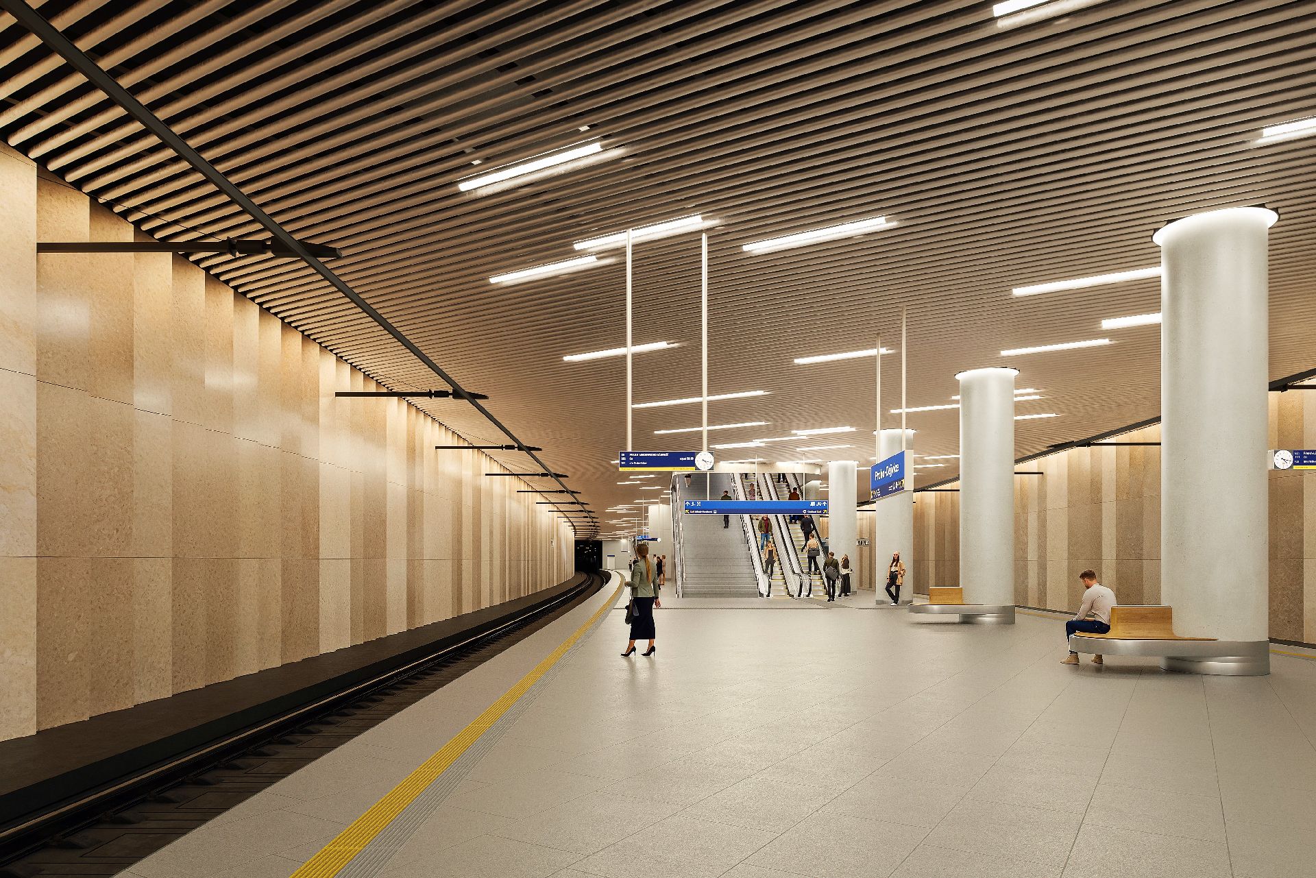 Budoucí podzemní stanice Praha-Dejvice. Foto: dh architekti / studio monolot / Správa železnic