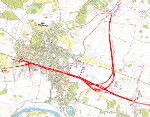 Trasa napojení trati na Všejanskou spojku v Lysé nad Labem. Foto: Správa železnic
