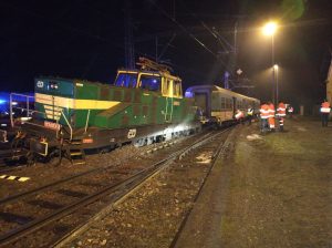 Vykolejení vlaku ve stanici Malšice. Foto: Drážní inspekce