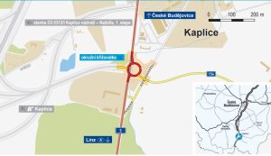 Nová okružní křižovatka u Kaplice. Foto: ŘSD