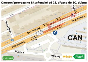 Plán omezení na Skvrňanské. Foto: Plzen.eu