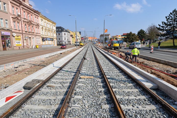 Oprava tramvajové trati na Skvrňanské. Foto: M. Pecuch / Plzen.eu