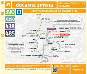 Organizace dopravy okolo Slapské přehrady kvůli její uzavírce. Foto: PID