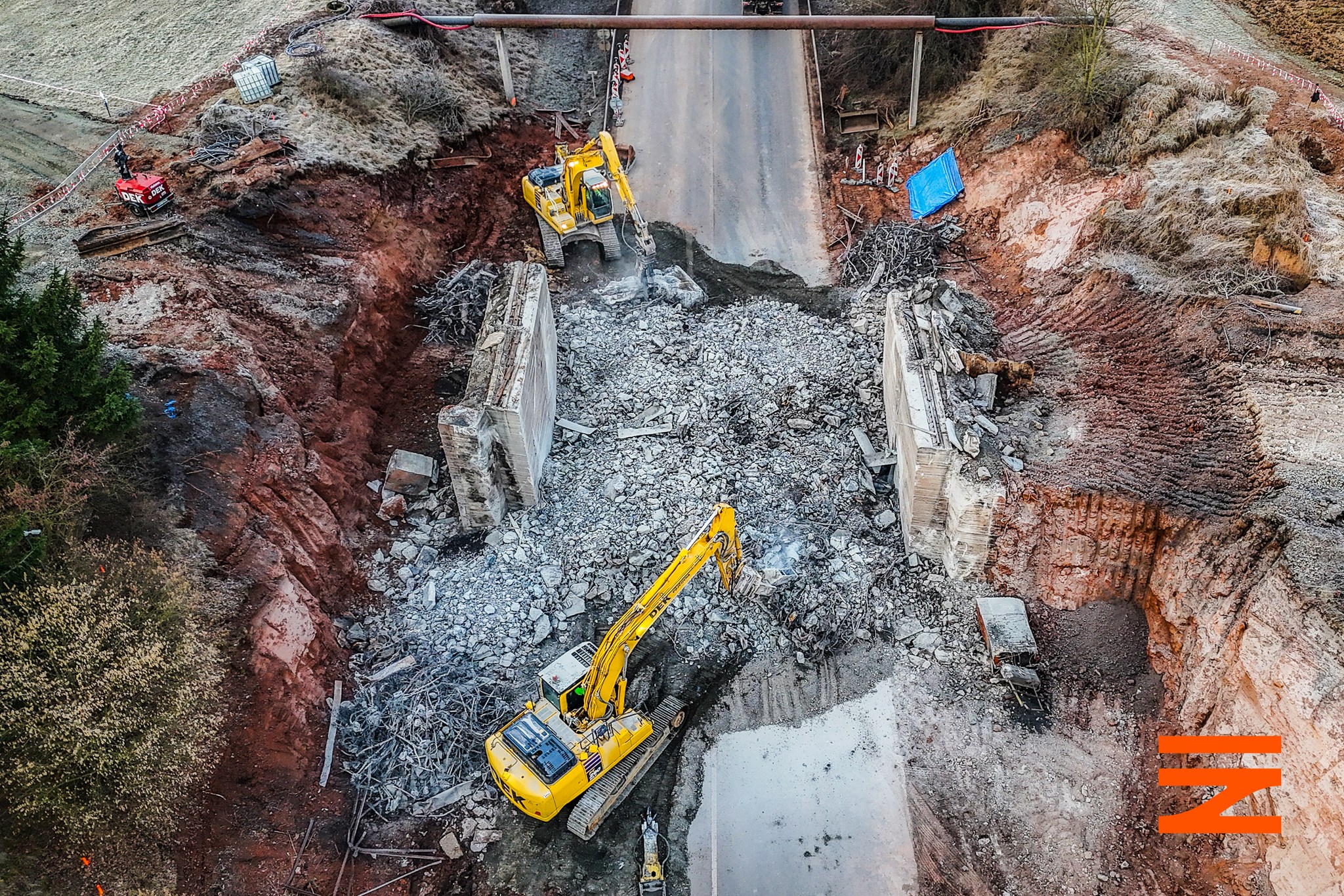 Demolice konstrukce železničního mostu v Petrohradě. Foto: SŽ