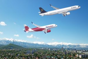 Airbusy rodiny A320neo v barvách Air Astana a FlyArystan. Zdroj: Airbus