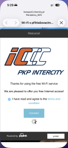 Připojení k Wi-Fi v polském Pendolinu.
Foto: Zdopravy.cz / Vojtěch Očadlý