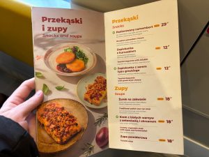 Nabídka bistrovozu WARS v polském Pendolinu.
Foto: Zdopravy.cz / Vojtěch Očadlý