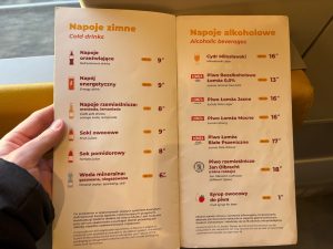 Nabídka bistrovozu WARS v polském Pendolinu.
Foto: Zdopravy.cz / Vojtěch Očadlý