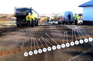 Poškození vozovky u přejezdu. Foto: Drážní inspekce