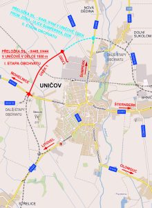 Plán obchvatu Uničova.Zdroj: Olomoucký kraj
