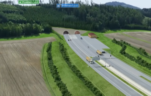 Vizualizace tunelu Prostřední vrch na D3. Zdroj: ŘSD