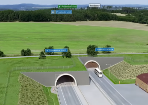 Vizualizace tunelu Prostřední vrch na D3. Zdroj: ŘSD